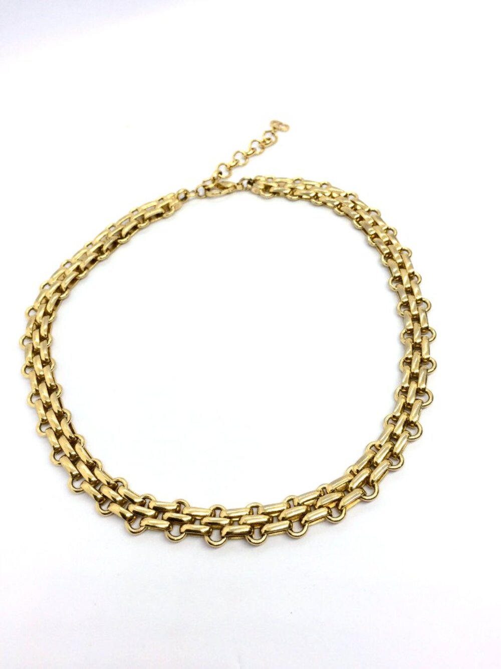 VINTAGE DIOR CHAIN Necklace Gold Tone Chunky Link CD Logo Signed 16 Inch - Picture 6 of 16